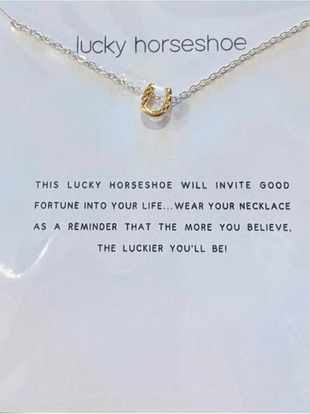 Lucky Horseshoe Two-Tone Pendant Necklace - Women's Jewelry